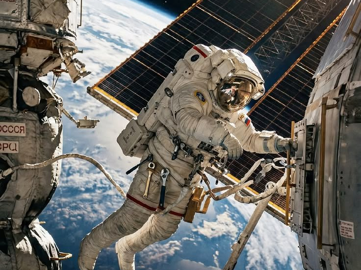An astronaut at work beyond the station, symbolising trust as the highest engineering standard